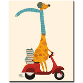Painting by Numbers Animals Giraffe on The Scooter